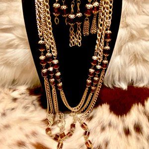 Vintage "GOLDEN LANTERNS" Signed Sarah Coventry Necklaces and Earrings